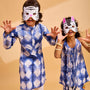 Thread Detailed Yoke Printed Ethnic Kurta And Pyjama twinning model image 4