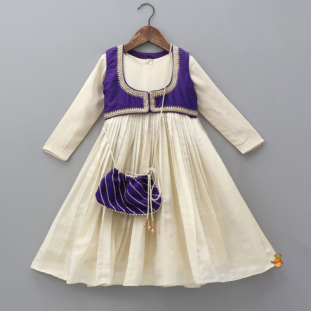 Shimmery Anarkali With Hand Embroidered Crop Jacket