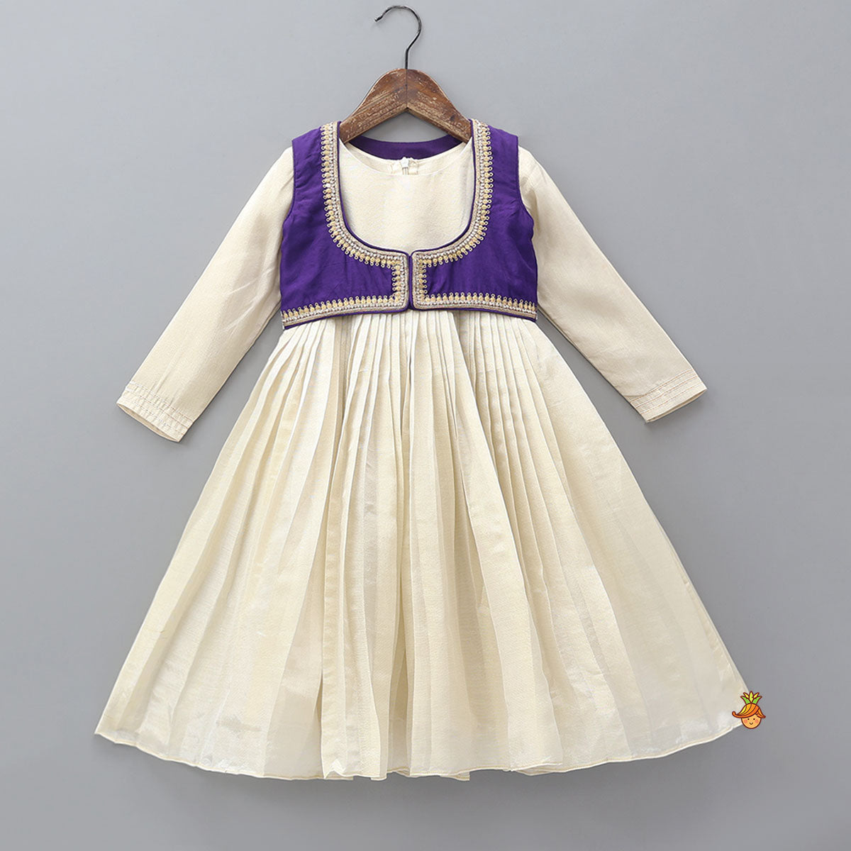 Shimmery Anarkali With Hand Embroidered Crop Jacket