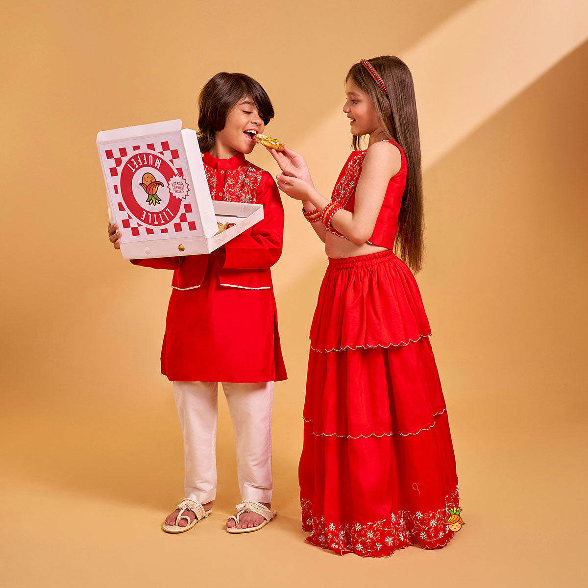 Hand Embroidered And Bead Embellished Kurta And Pyjama Set twinning model image 3