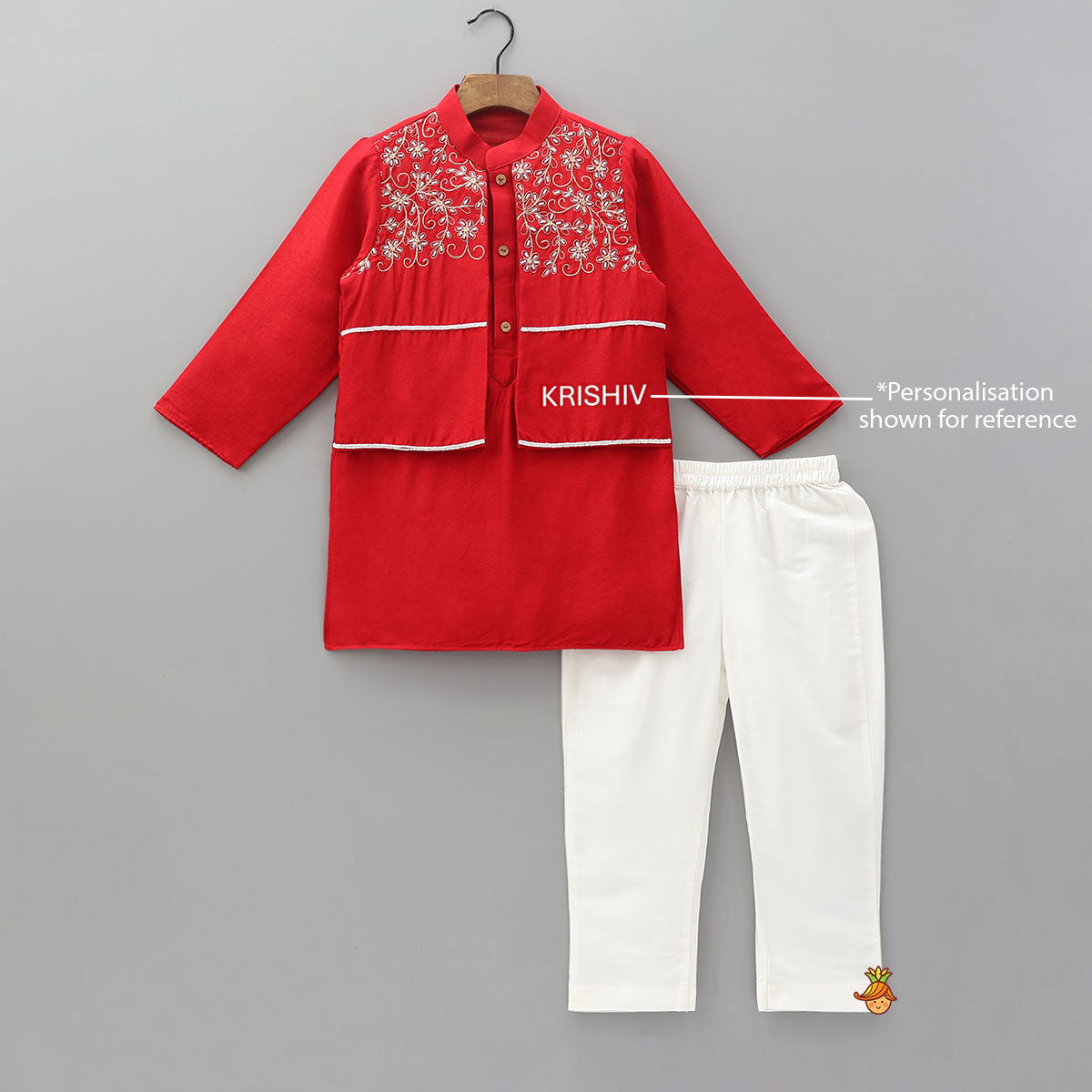 Hand Embroidered And Bead Embellished Kurta And Pyjama Set