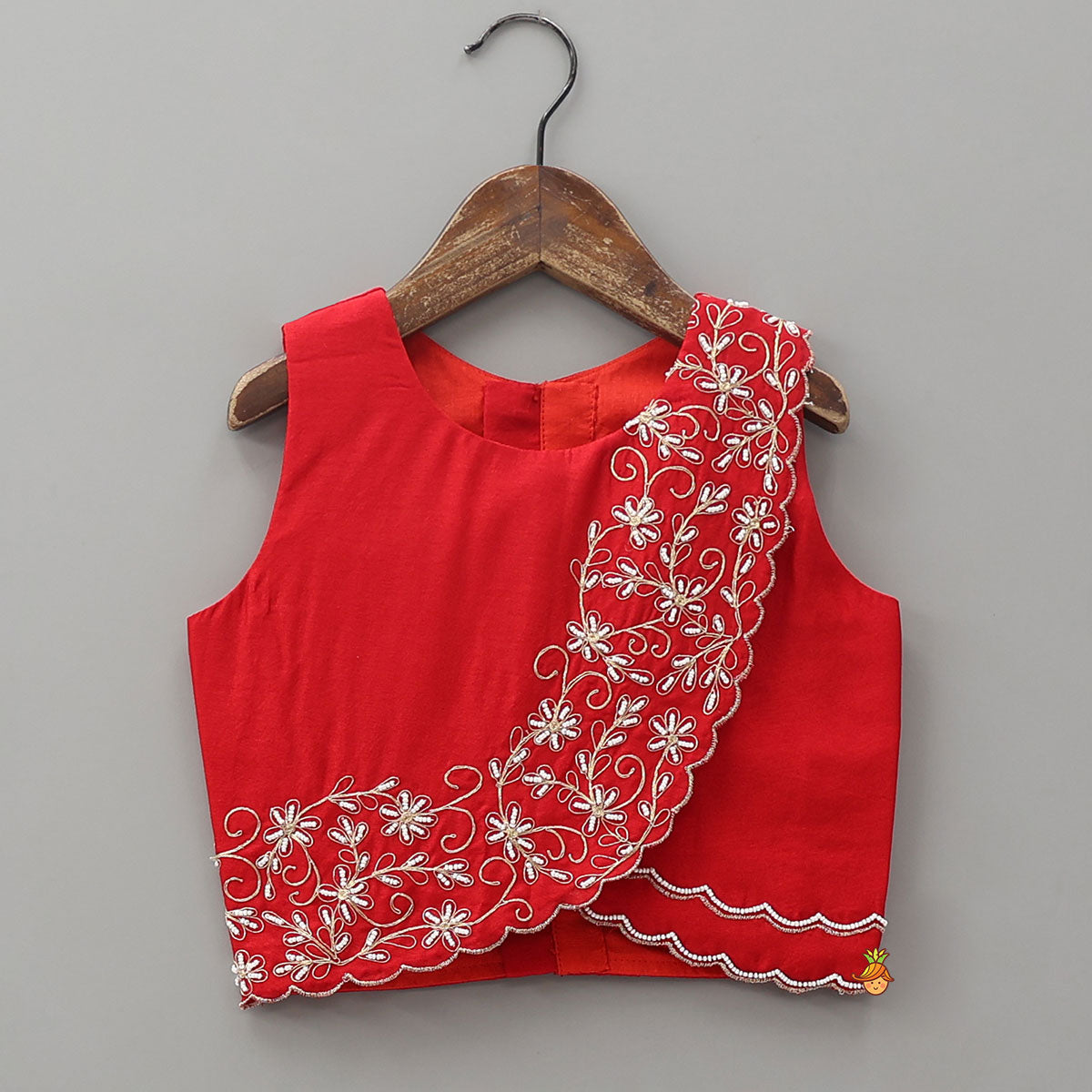 Overlap Style Crop Top and Layered Lehenga With Matching Dupatta