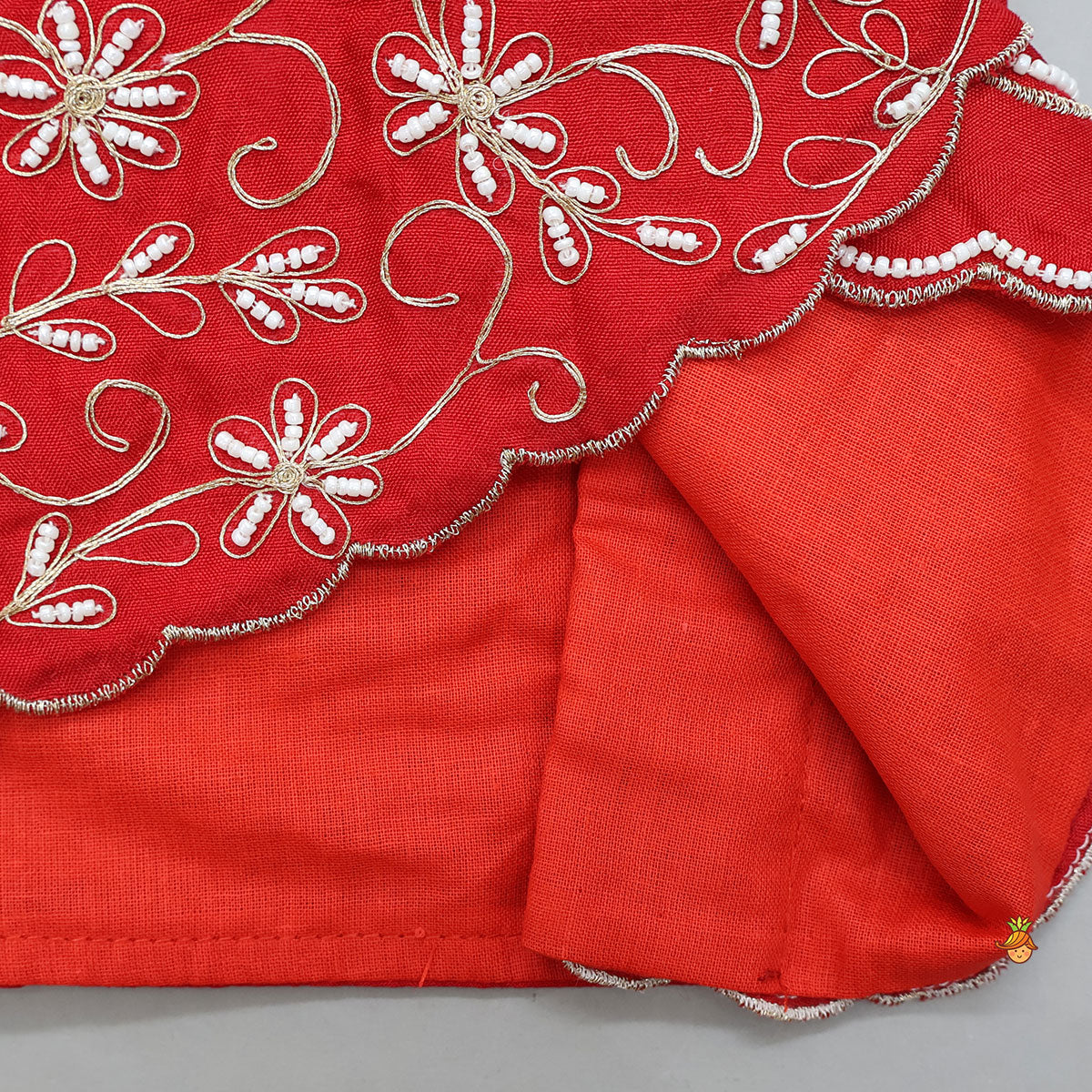 Overlap Style Crop Top and Layered Lehenga With Matching Dupatta