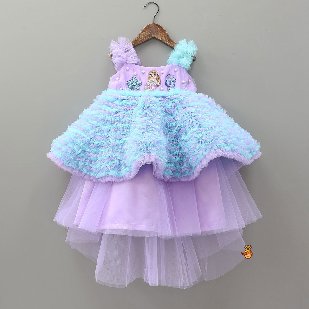 Aqua Whimsy Strappy High-Low Dress