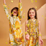Floral Printed Sheen Kurta And Pyjama twinning model image 3