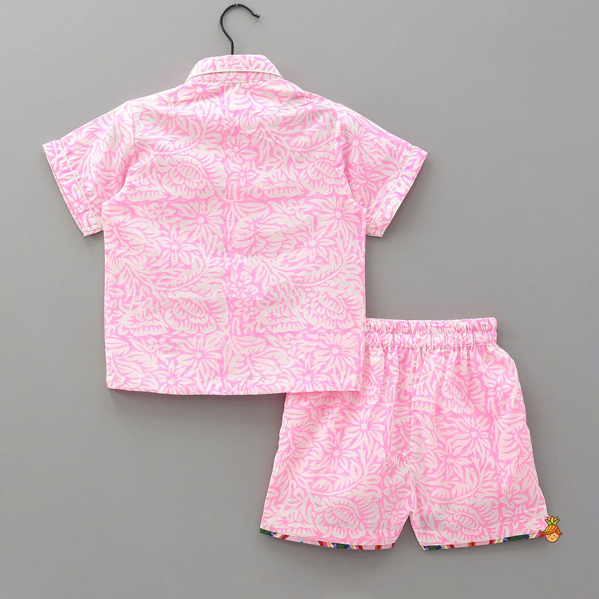 Hand Block Printed Tropical Shirt And Shorts