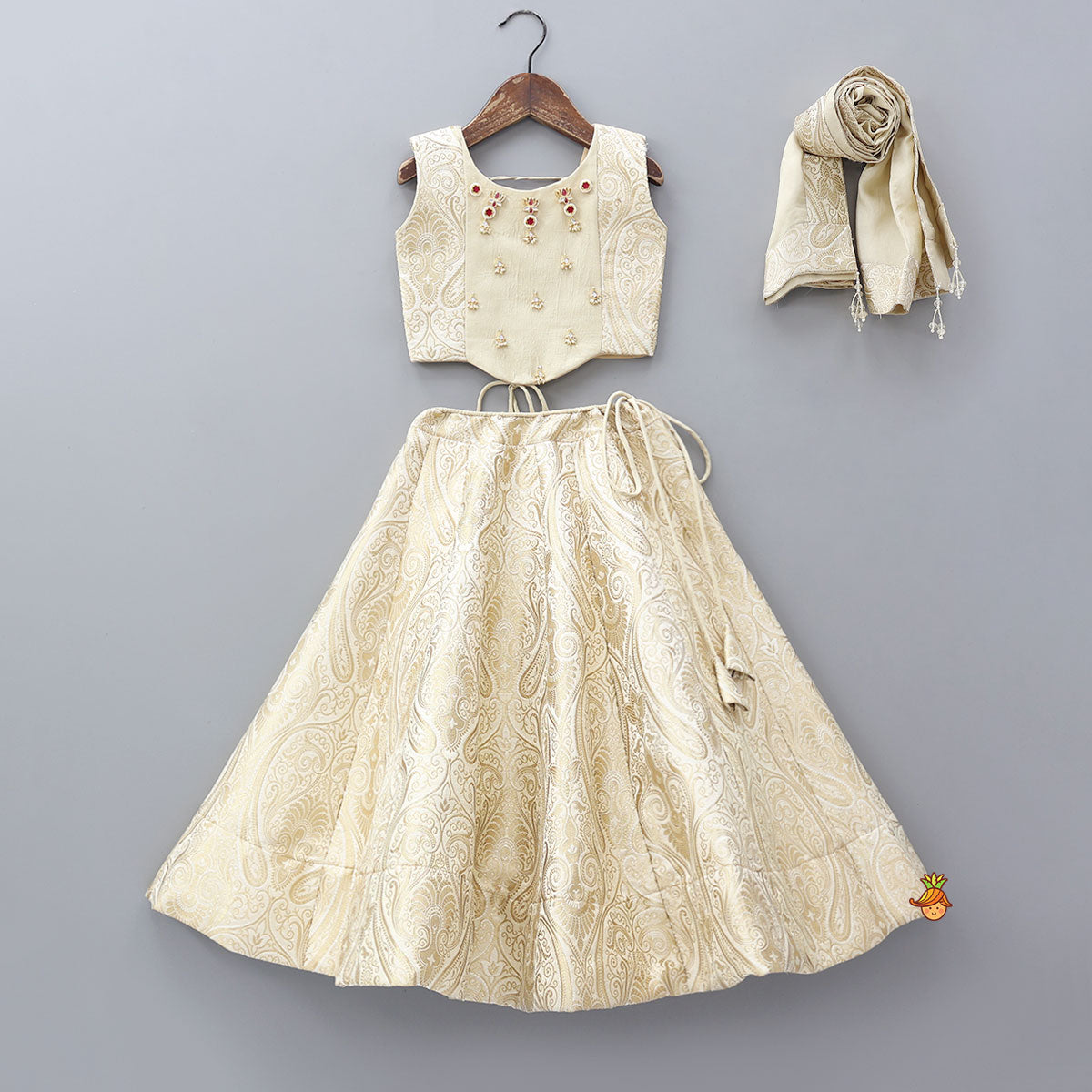 Brocade Top And Lehenga With Matching Dupatta