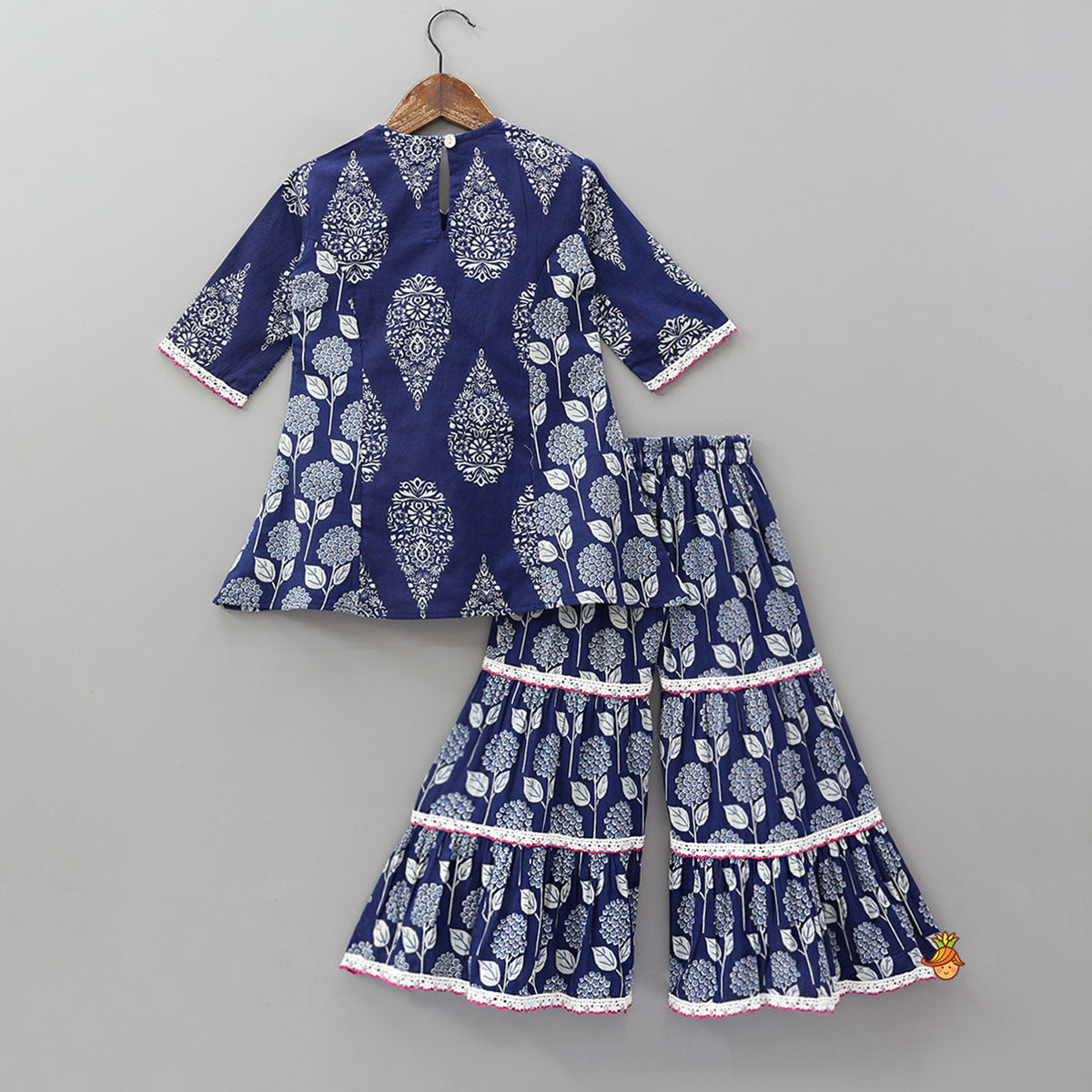 Beautifully Printed Cotton Kurti And Sharara With Contrasting Dupatta
