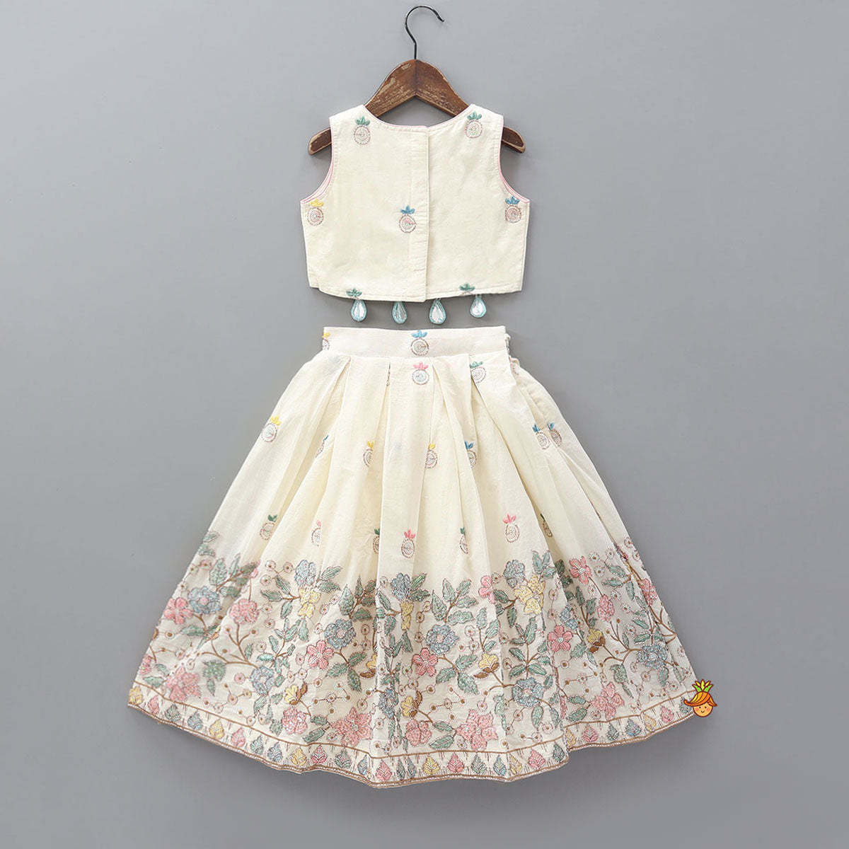 Scalloped Designed Crop Top With Lehenga