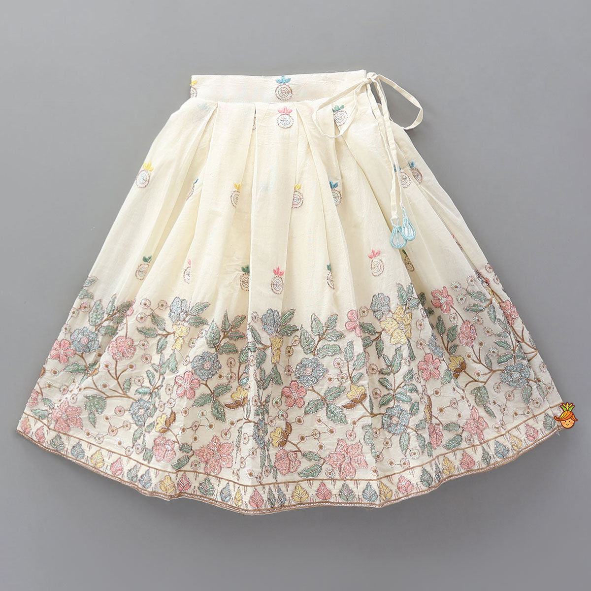 Scalloped Designed Crop Top With Lehenga