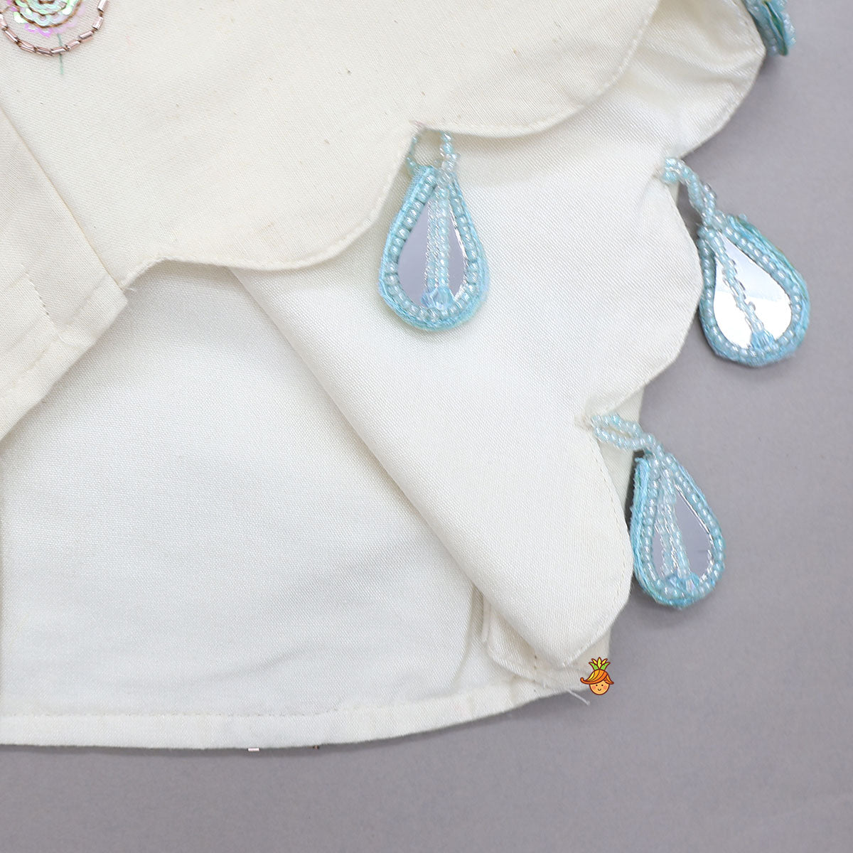 Scalloped Designed Crop Top With Lehenga