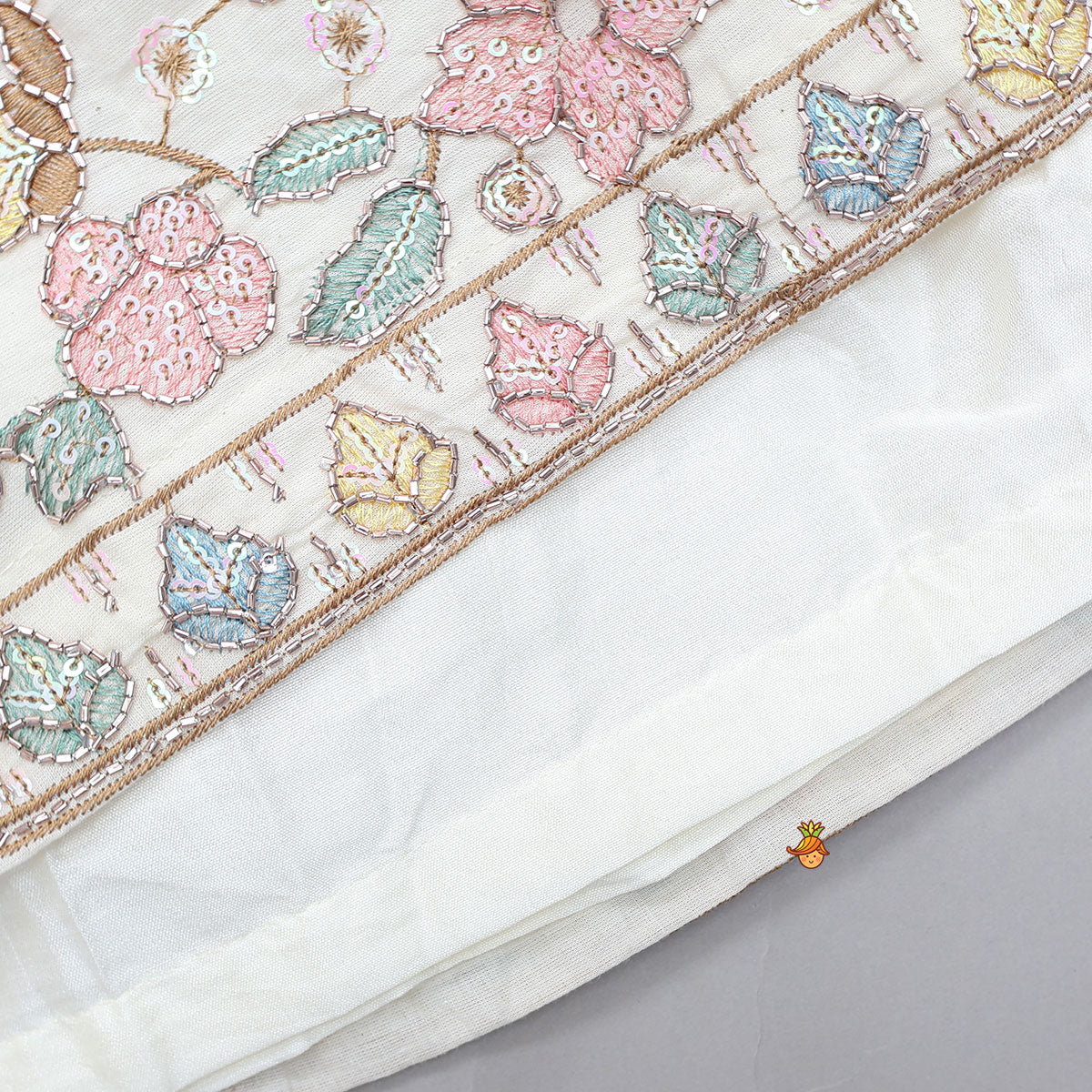 Scalloped Designed Crop Top With Lehenga