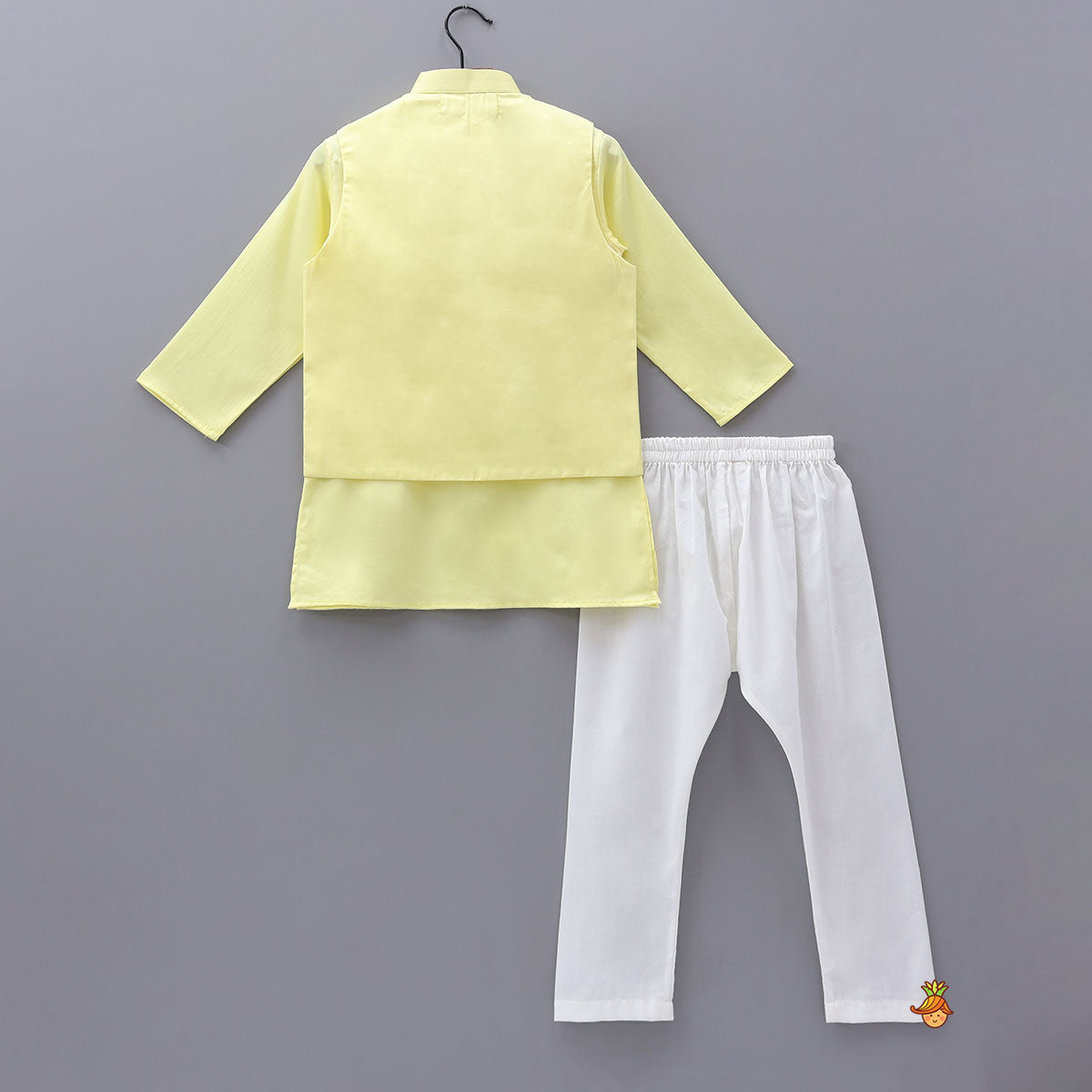 Kurta With Heart Motif Embroidered Jacket And Churidar