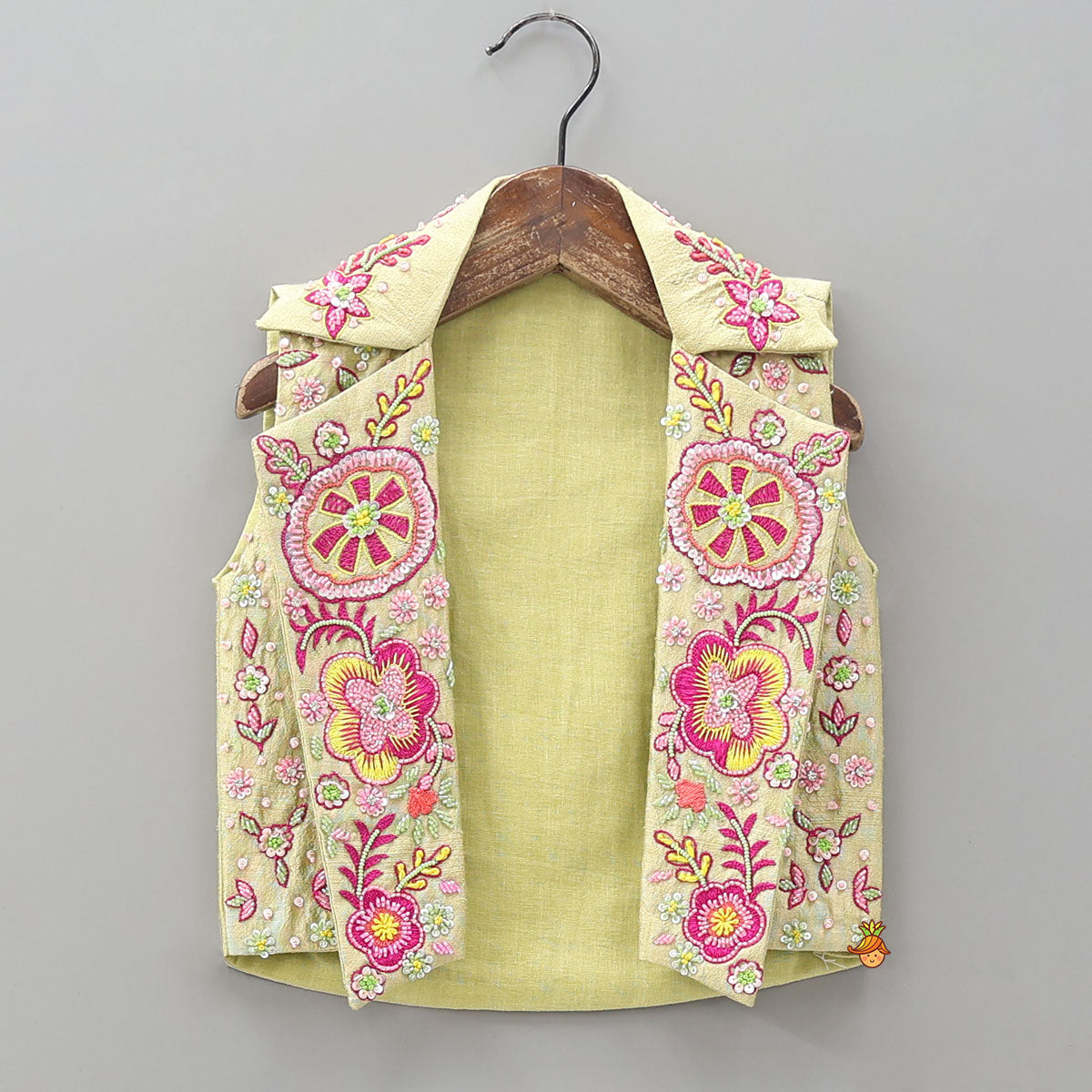 Strappy Crop Top With Intricate Embroidered Jacket And Palazzo