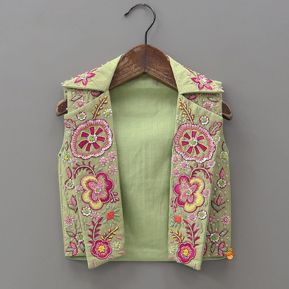 Strappy Crop Top With Intricate Embroidered Jacket And Palazzo