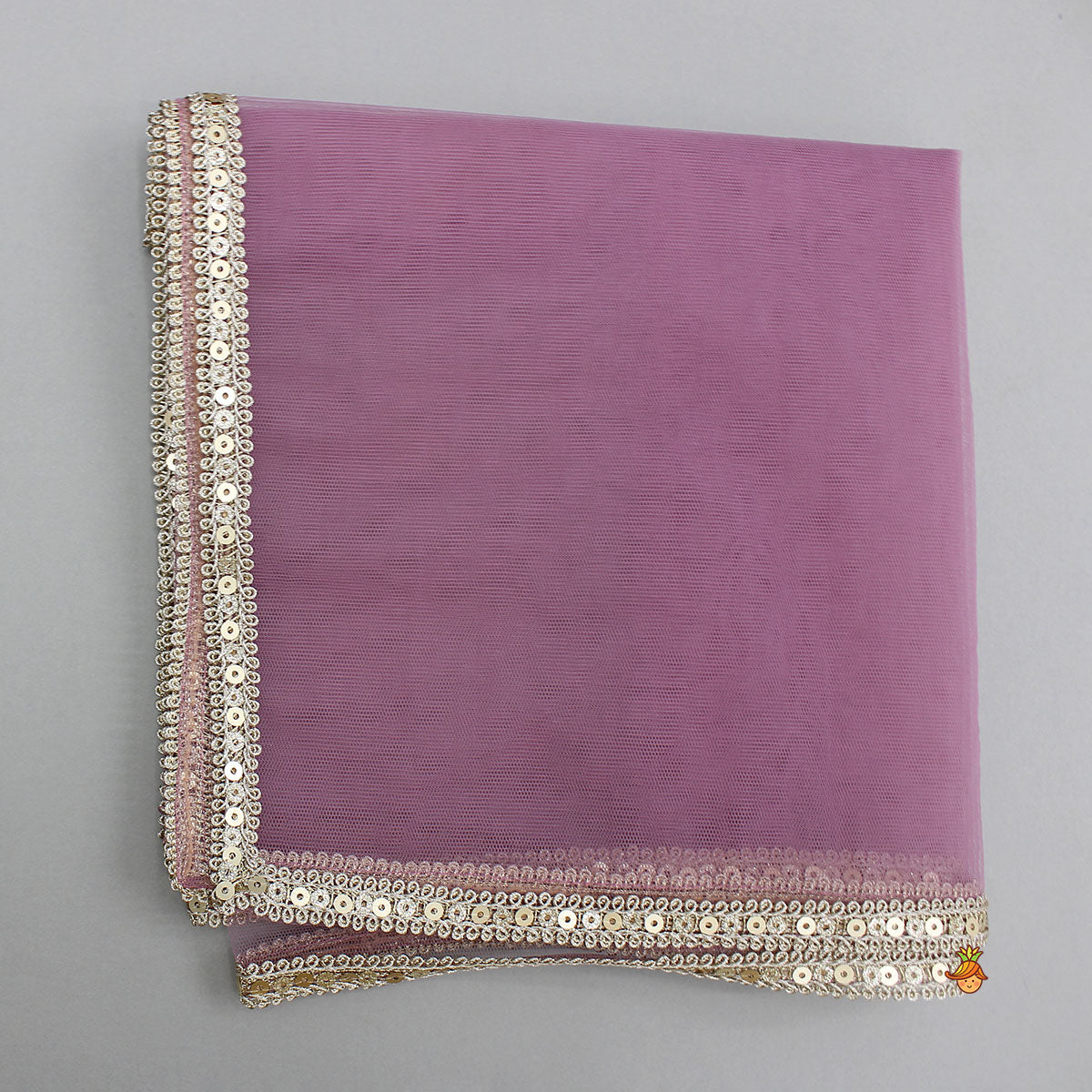 Shimmery Scalloped Design Kurti With Palazzo And Net Dupatta
