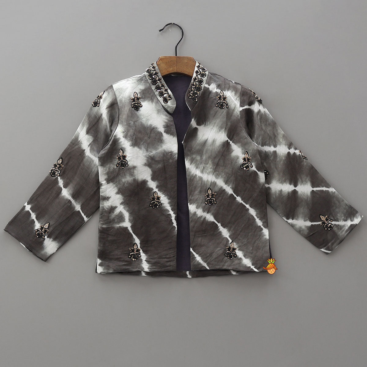 Kurta With Tie Dye Printed Jacket And Pyjama