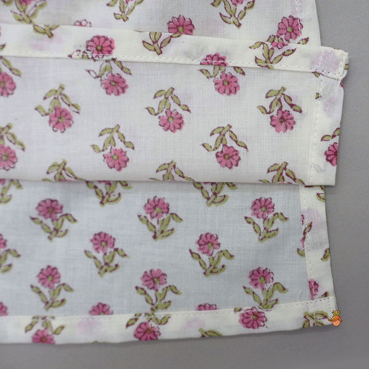 Floral Printed Kurta And Matching Jacket With Lurex Striped Dhoti