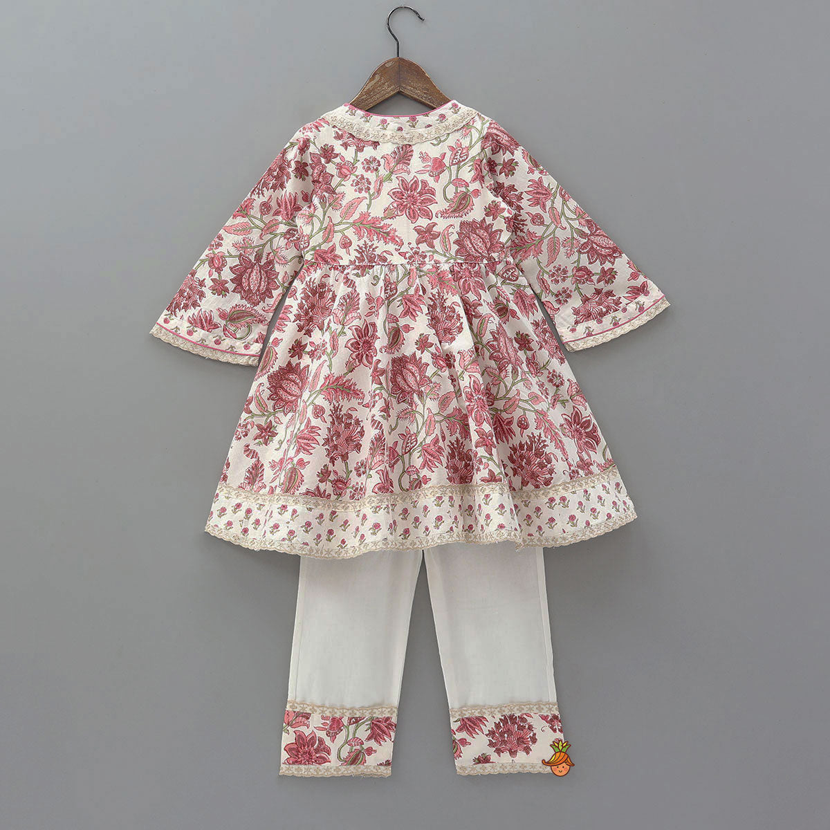 Sweetheart Tassel Detailed Hand Block Printed Angarkha Kurti And Pant
