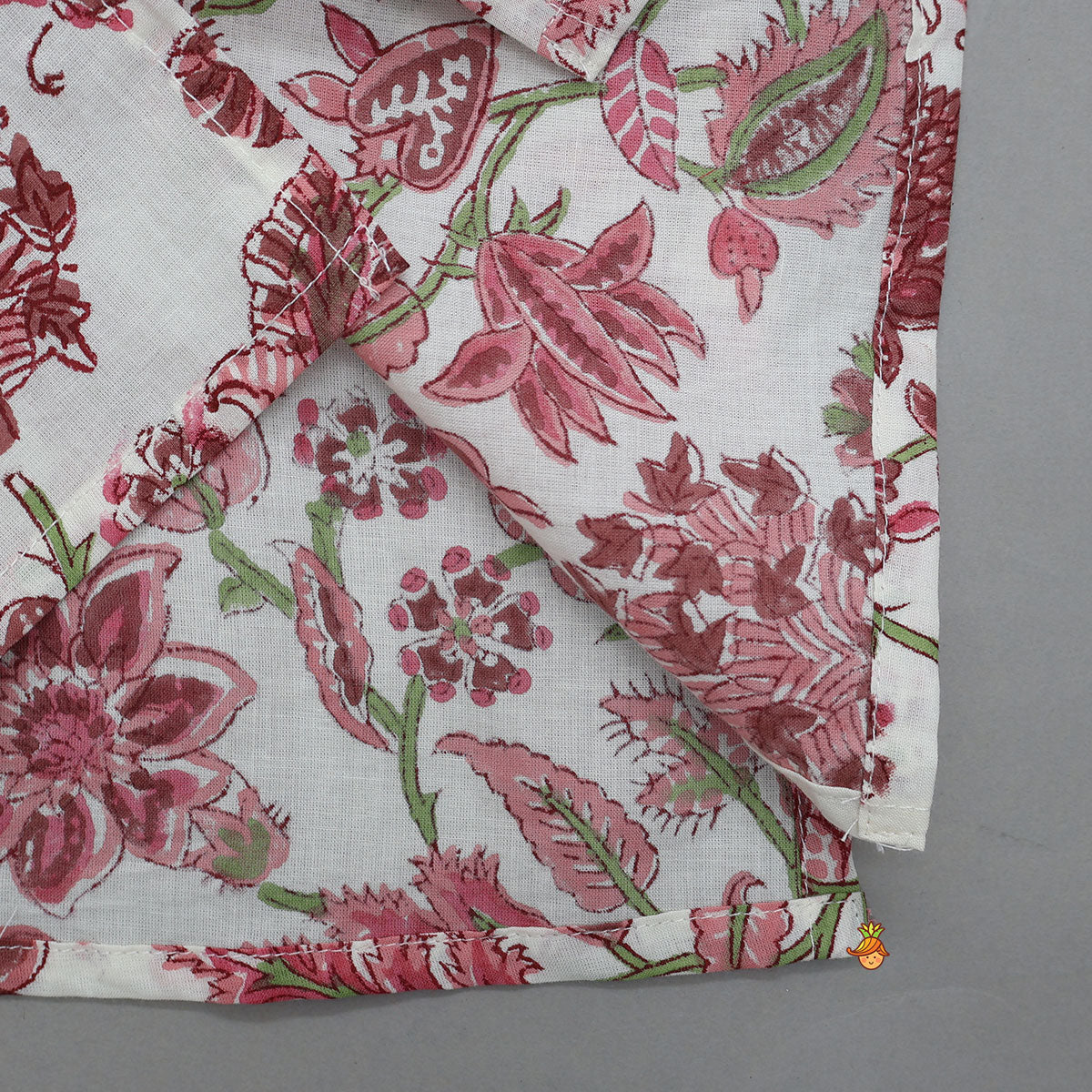 Hand Block Floral Printed Front Open Kurta And Pyjama