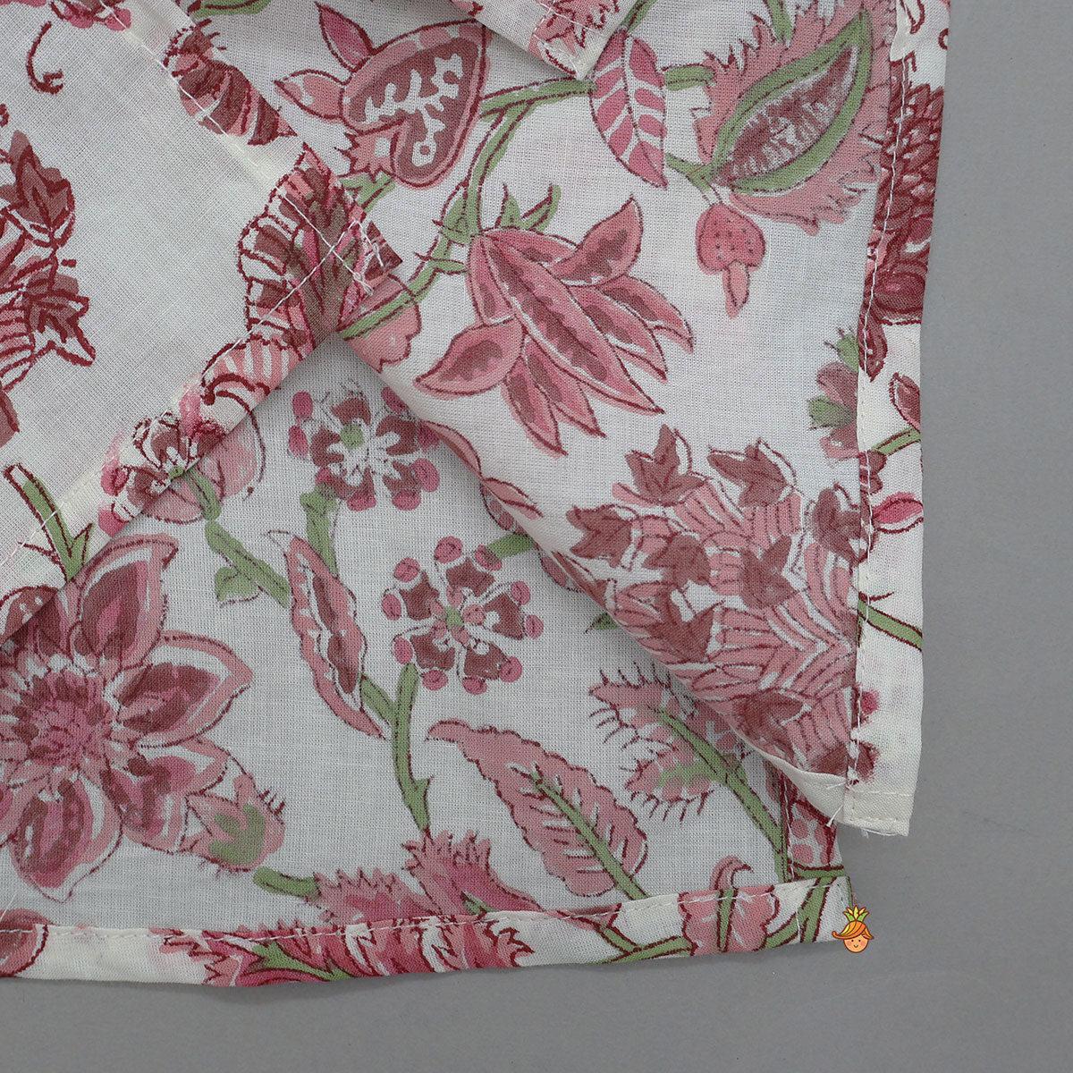 Hand Block Floral Printed Front Open Kurta And Pyjama