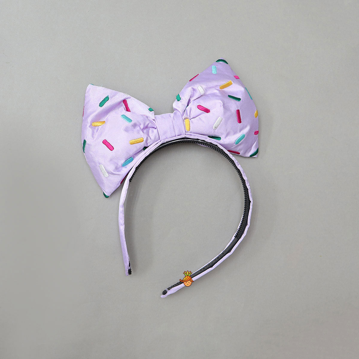 Sprinkle Print Flared Pom-Pom Party Dress With Matching Bow Headband