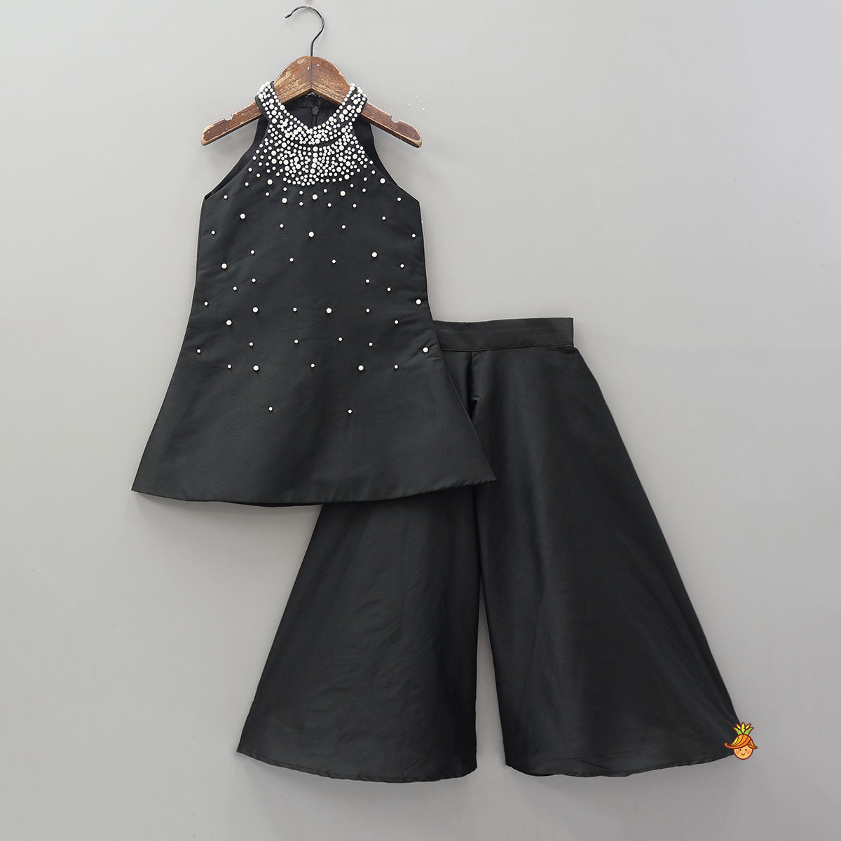 Embroidered Halter Neck Kurti With Skirt Style Palazzo