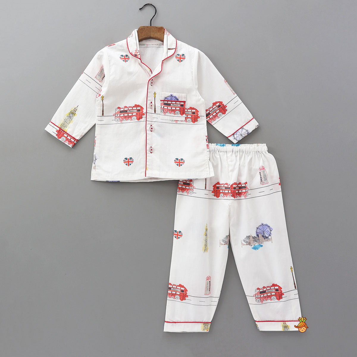 Travel-Themed Printed Cotton Sleepwear