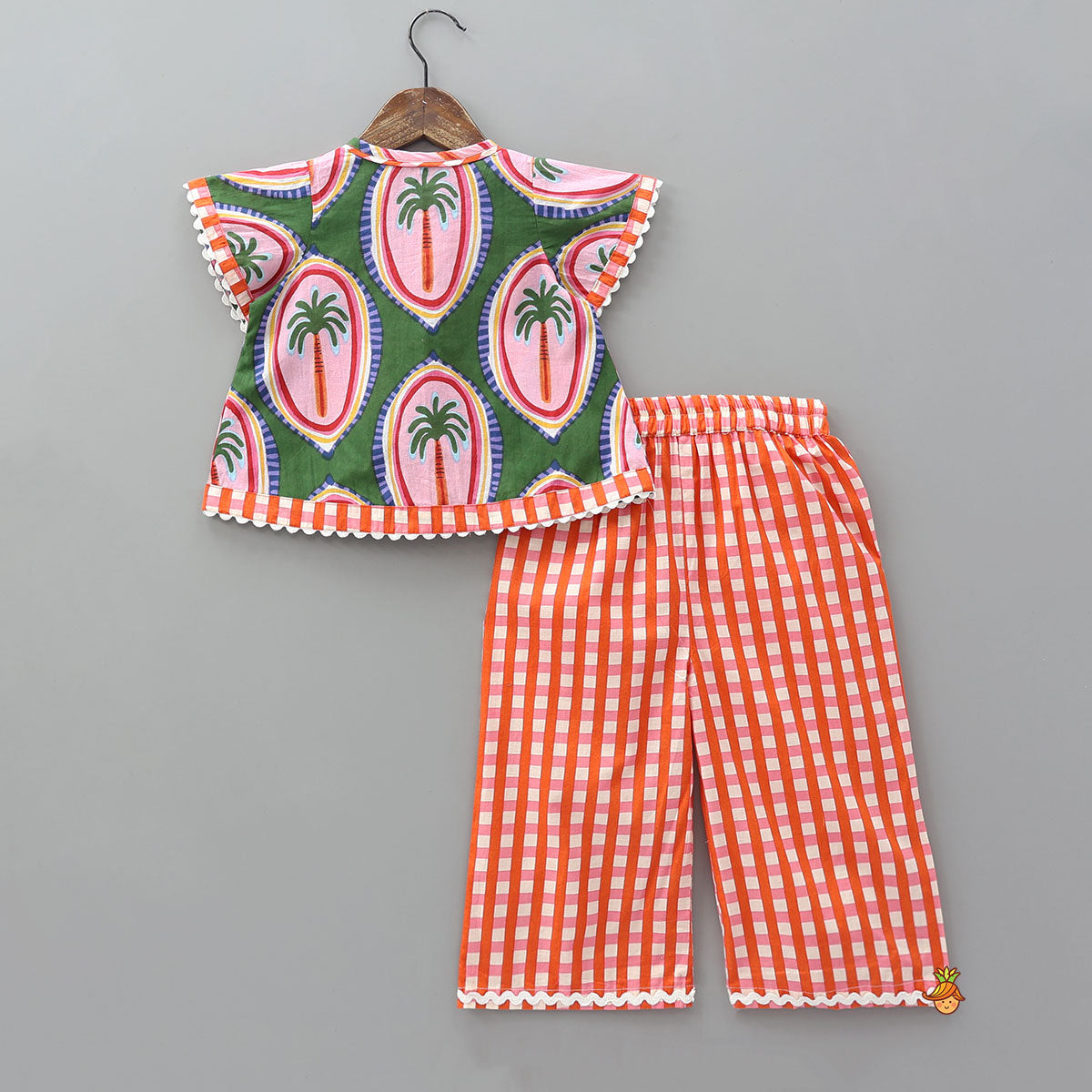 Tropical Tree Printed Sleepwear Set With Matching Tote Bag