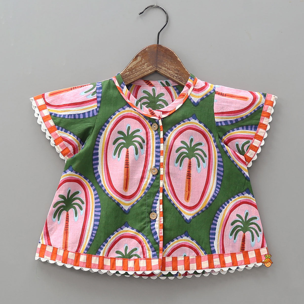 Tropical Tree Printed Sleepwear Set With Matching Tote Bag