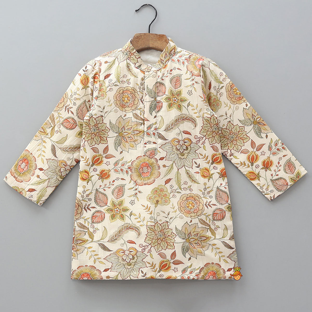 Printed Kurta With Asymmetric Jacket And Churidar