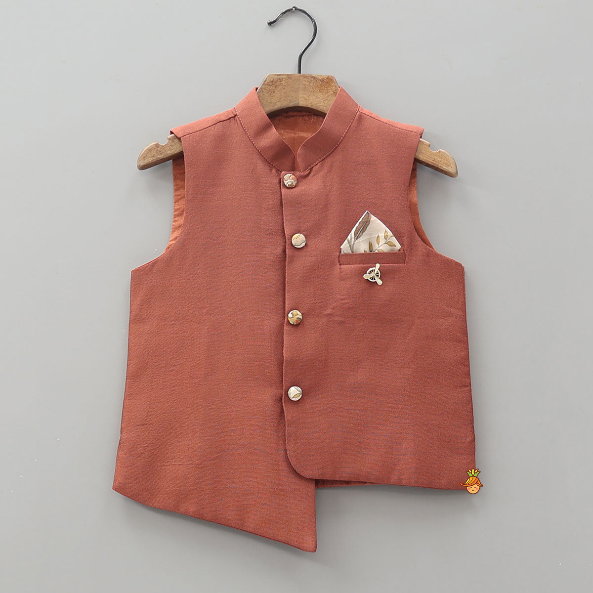 Printed Kurta With Asymmetric Jacket And Churidar