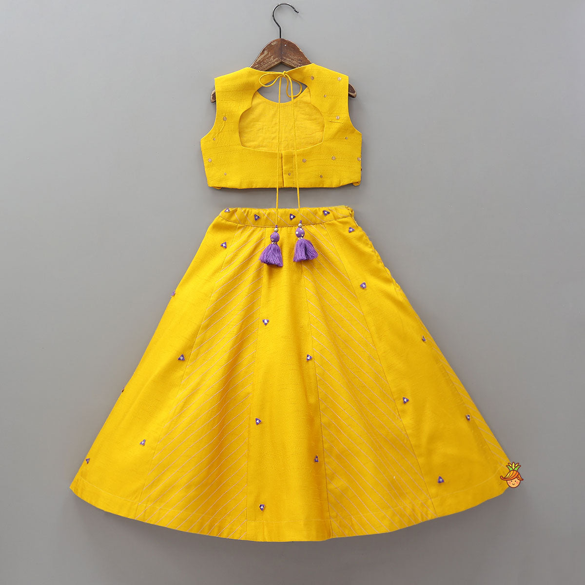 Sequins And Thread Embroidered Crop Top With Lehenga