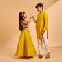 Sequins And Thread Embroidered Crop Top With Lehenga twinning model image 3