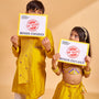 Faux Mirror Work Asymmetric Kurta And Pyjama twinning model image 4