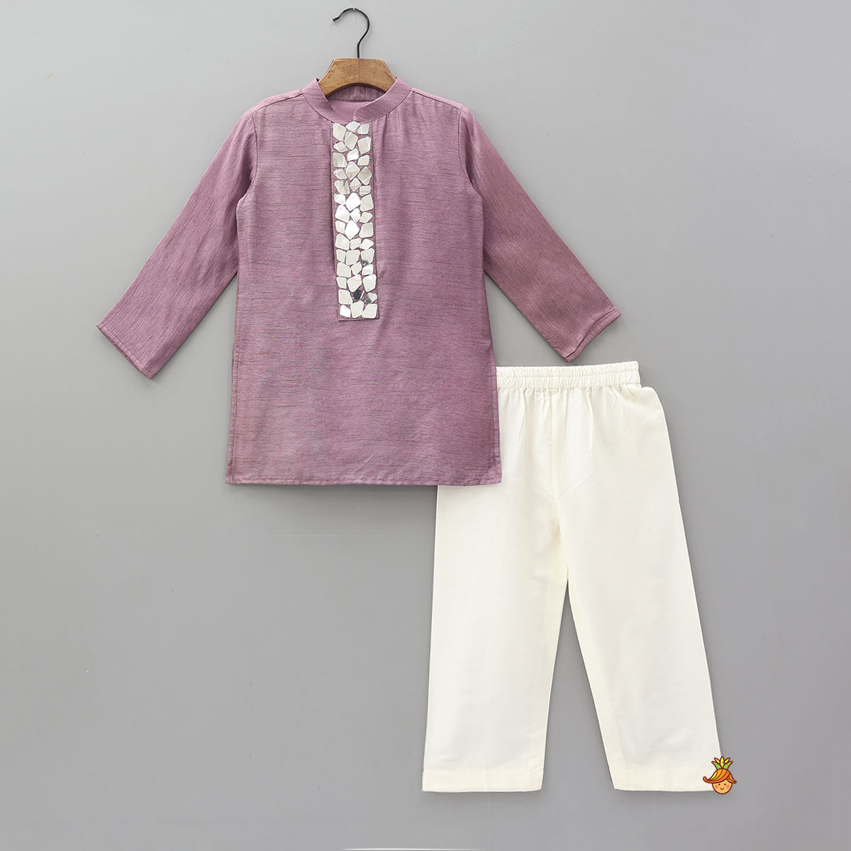 Faux Mirror Work Kurta With Pyjama