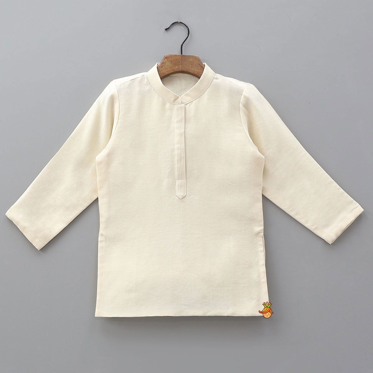 Pin Tuck Front Placket Kurta With Hand Embroidered Jacket And Pleated Dhoti
