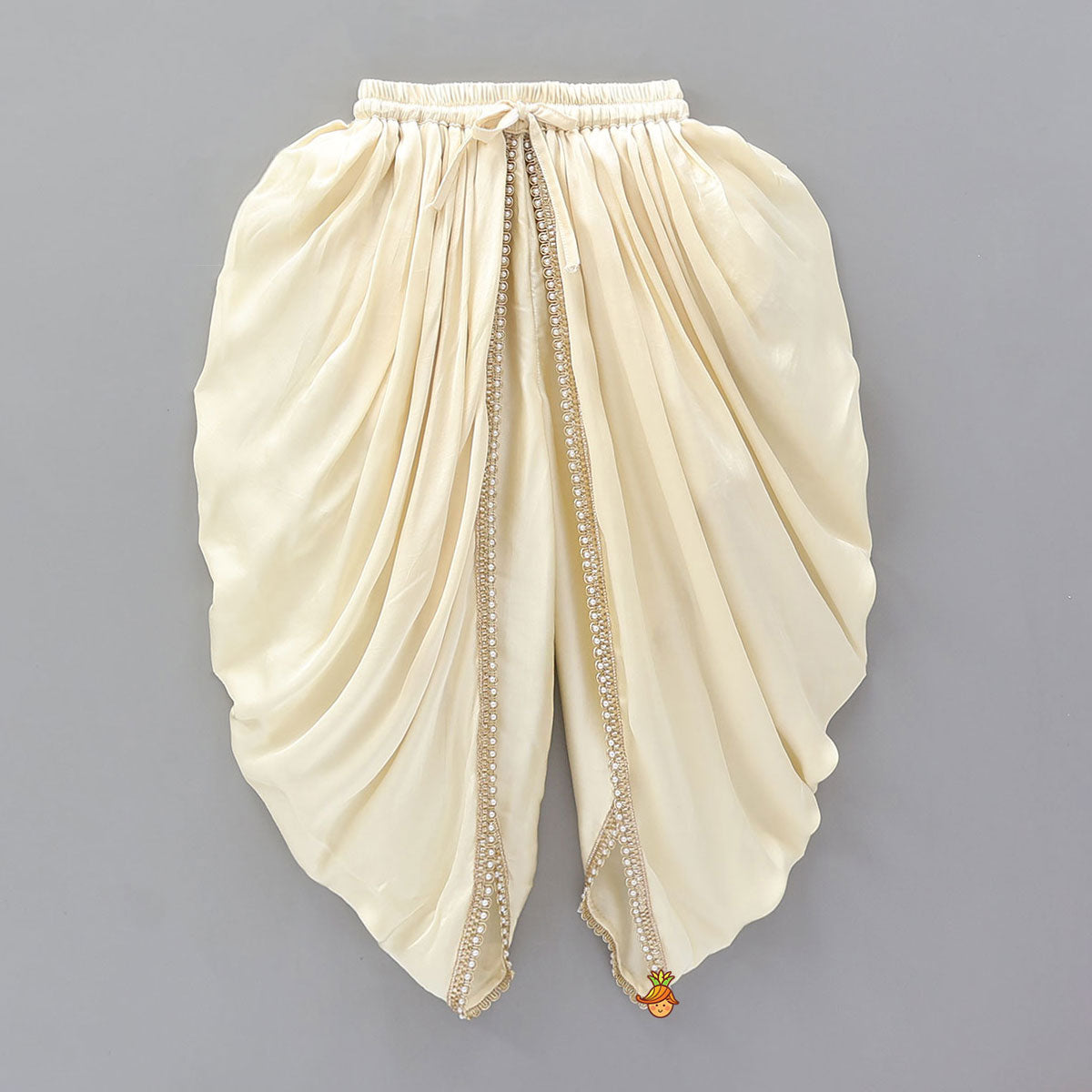 Pin Tuck Front Placket Kurta With Hand Embroidered Jacket And Pleated Dhoti
