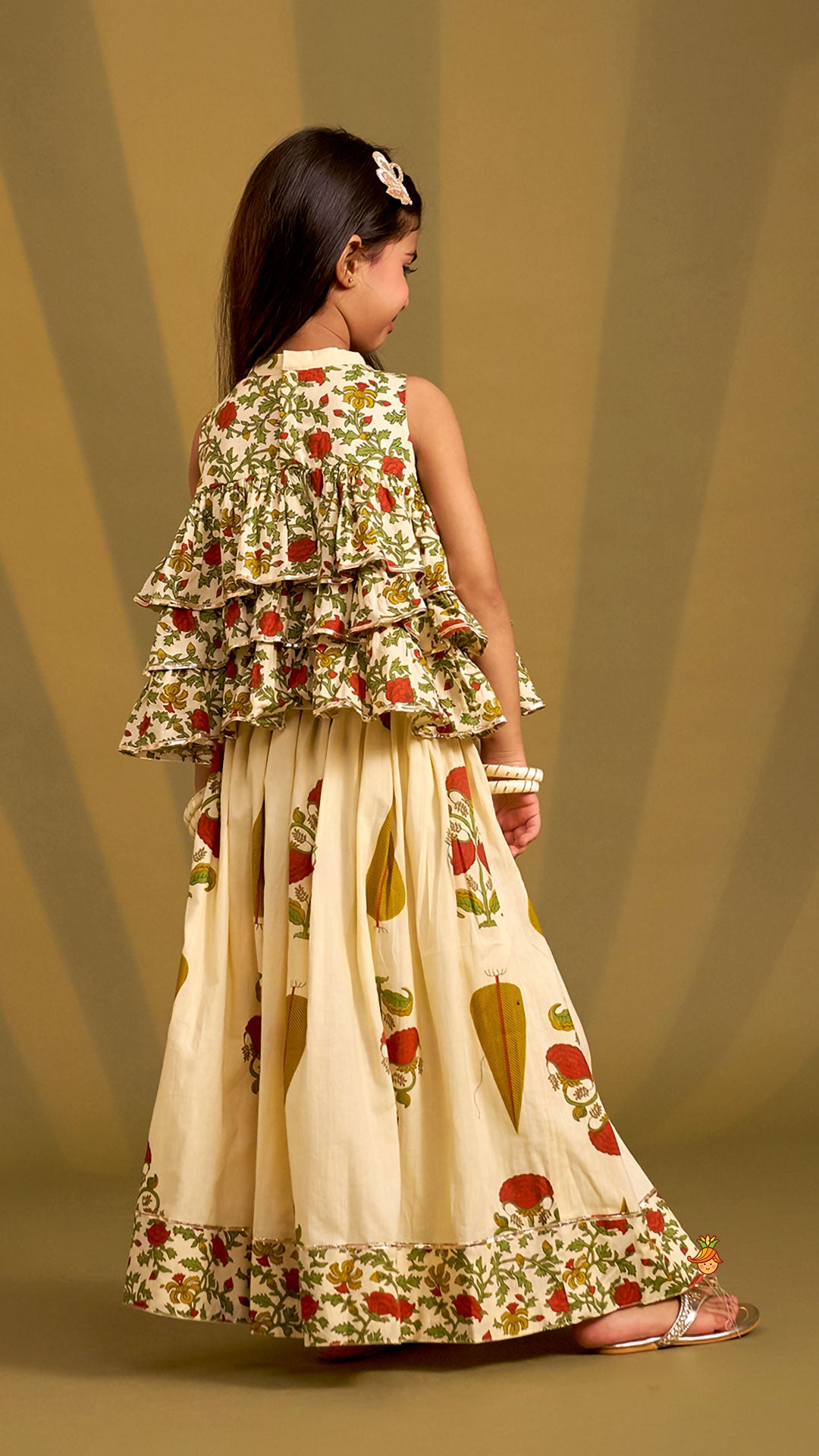 Triple Layered Printed Top And Lehenga