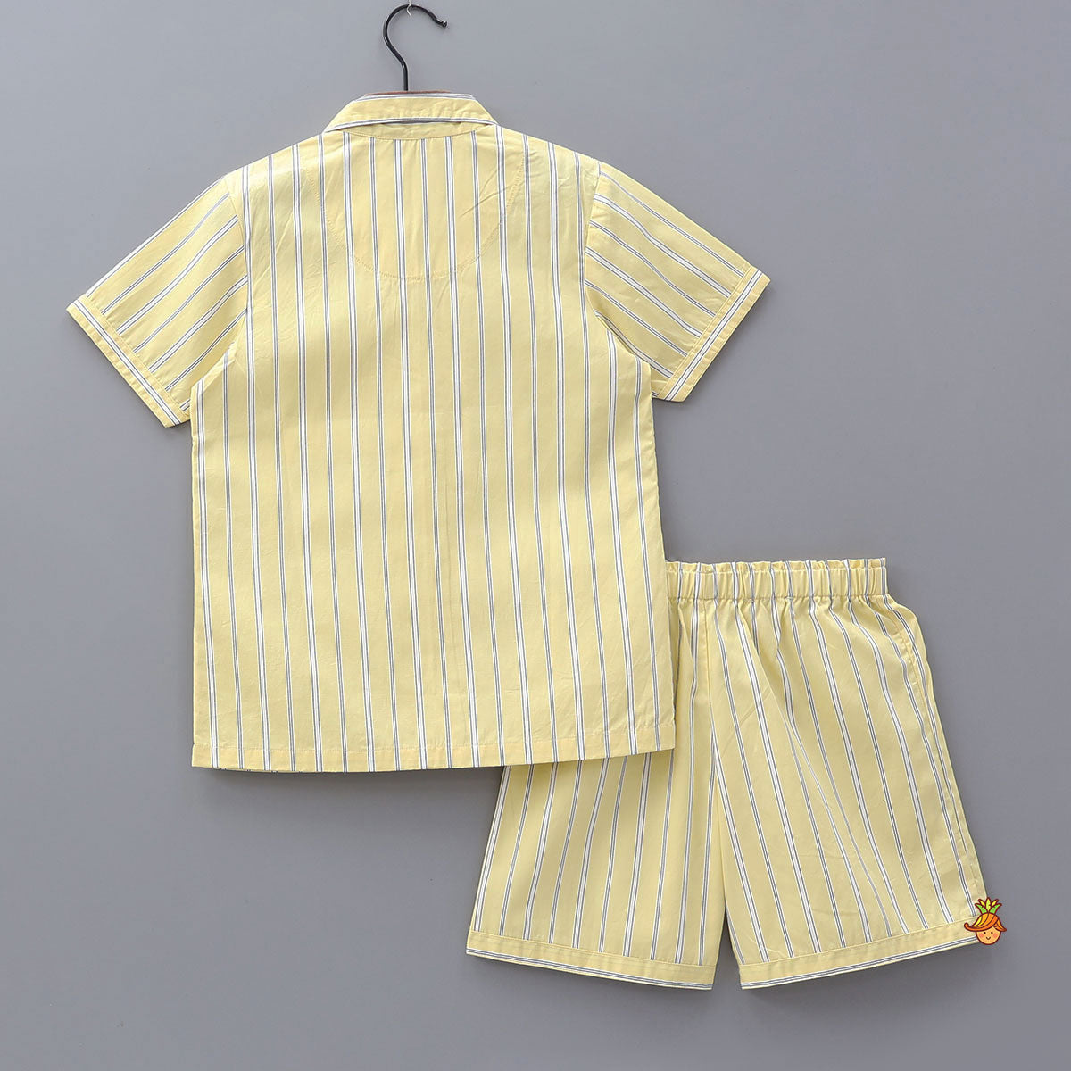 Stripe Printed Notch Collar Top And Shorts