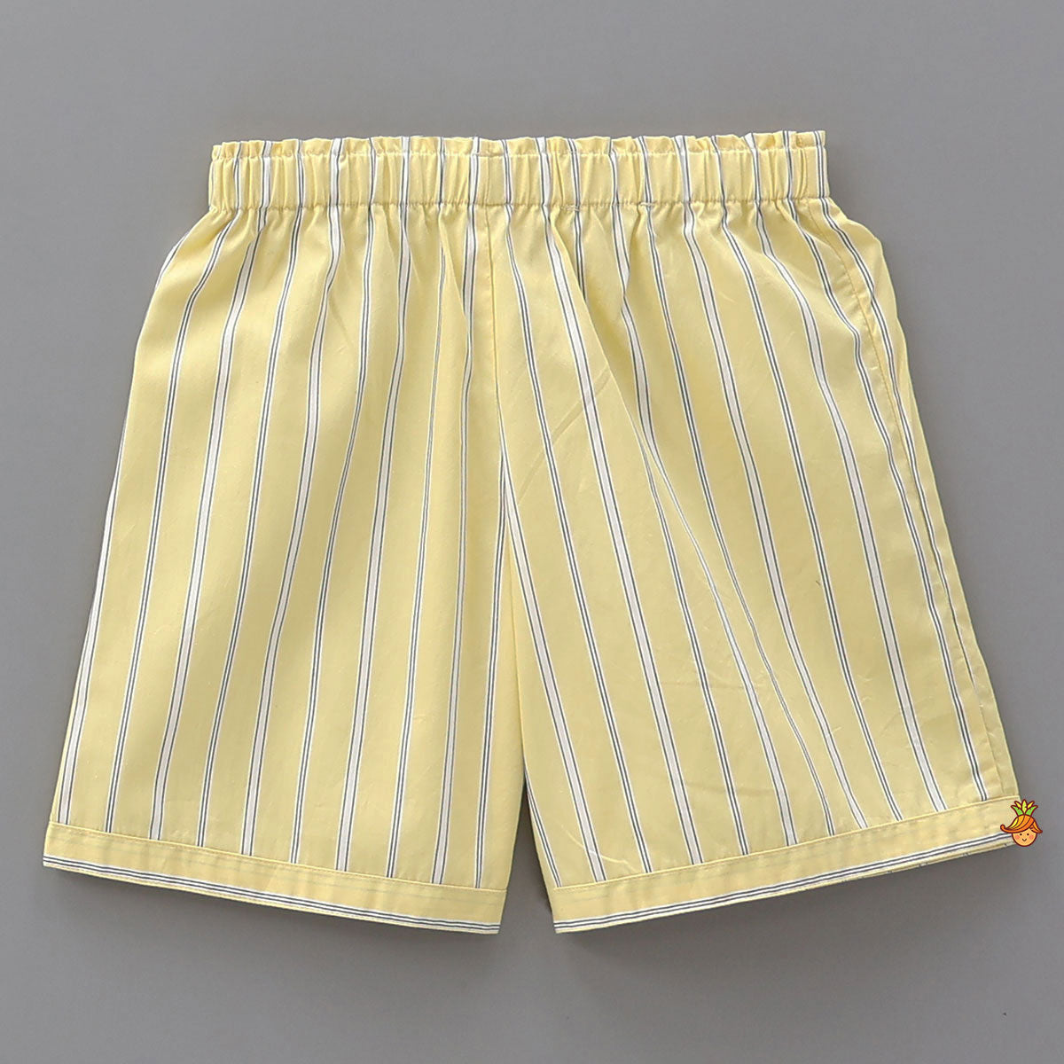 Stripe Printed Notch Collar Top And Shorts