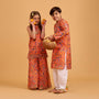 Floral Print Sleeveless Kurti With Palazzo And Contrasting Dupatta twinning model image 2