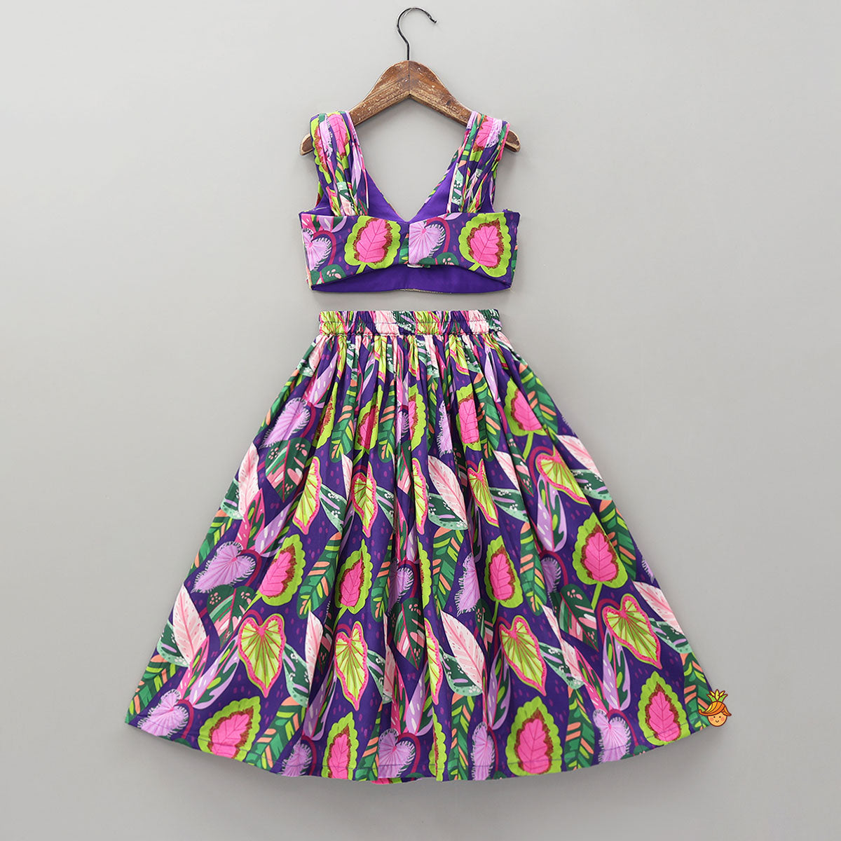 Digital Printed Hand Pleated Crop Top And Lehenga