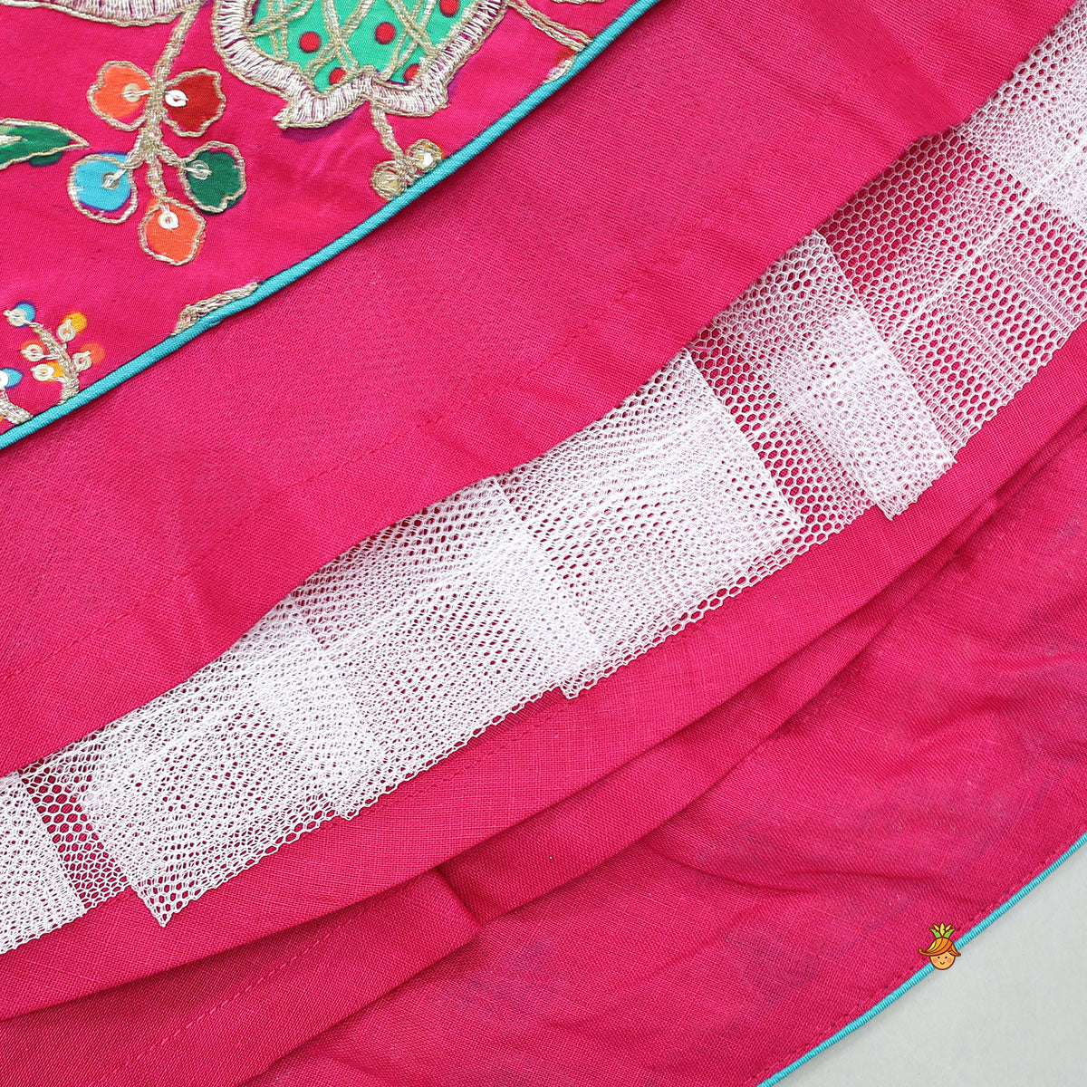 Top With Heavy Embroidered Jacket And Lehenga With Contrasting Dupatta