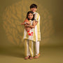 Sheen Floral Patchwork Stripe Kurta With Pyjama twinning model image 3