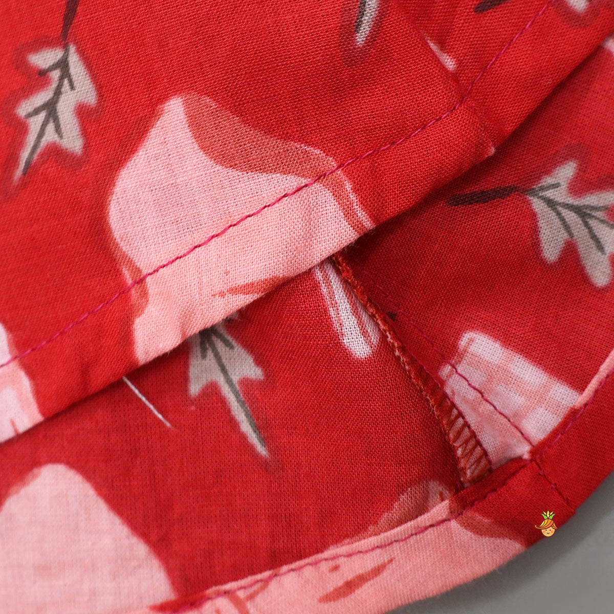 Hand Block Printed Sleepwear Set With Scalloped Lace Details