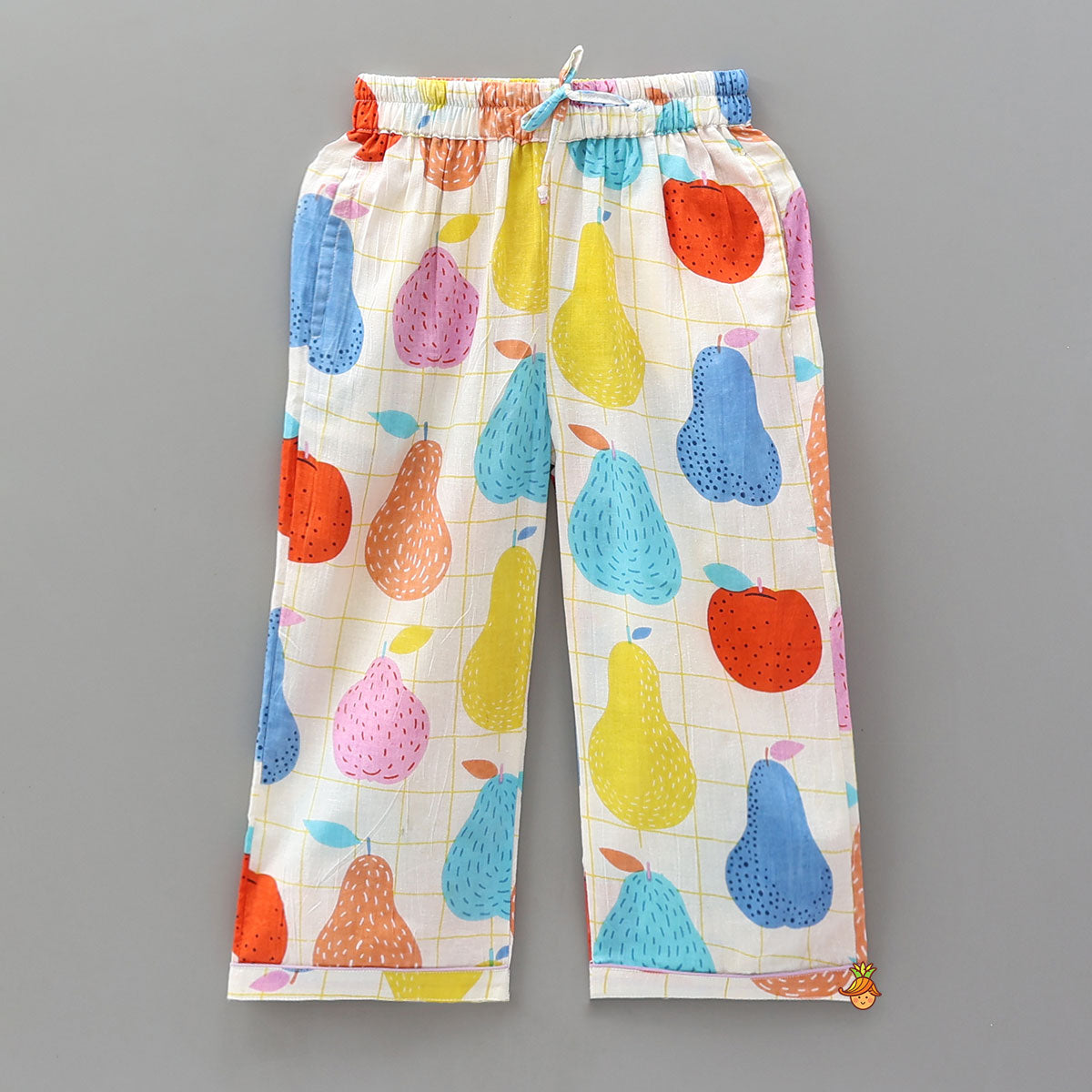 Checked Hand Block Fruit Printed Sleepwear Set