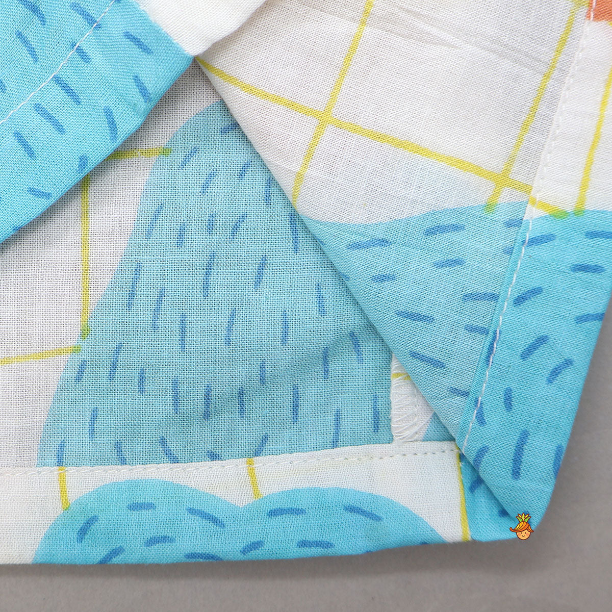 Checked Hand Block Fruit Printed Sleepwear Set