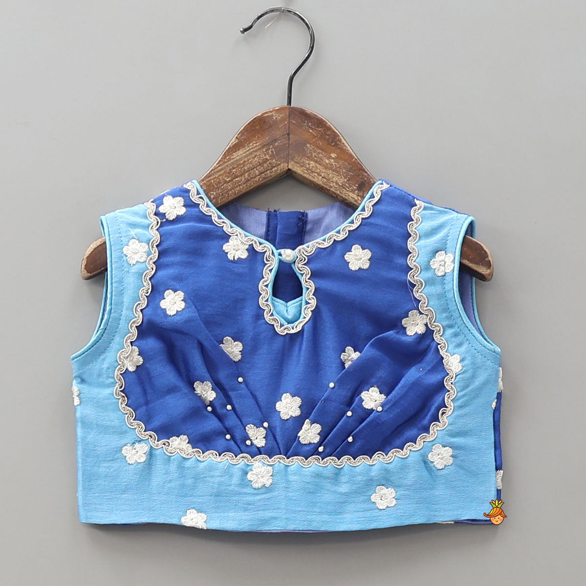 Elegant Floral Thread Embroidered Crop Top With Lehenga