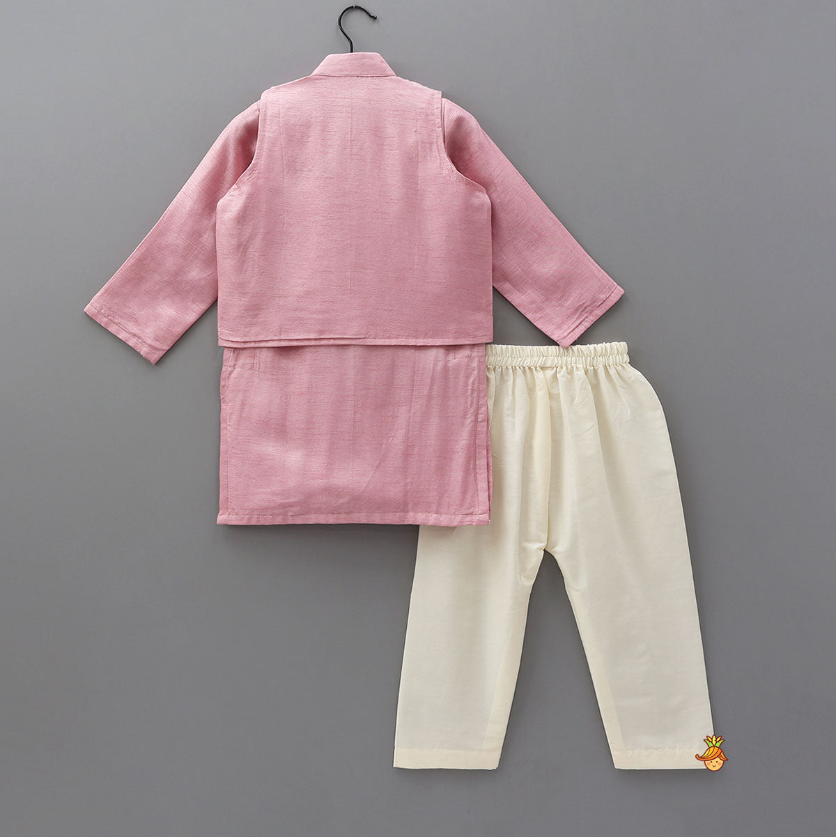 Elegant Silk Kurta With Floral Thread Embroidered Jacket And Pyjama
